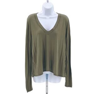 Chaser Raw Edge Long Sleeve Vintage V-Neck Tee Small